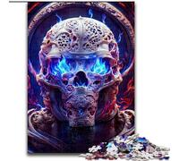 1000 Piece Jigsaw Puzzle for Adults And Teenagers Fire Skull, Stress Relief with Fully Interlocking Randomly Shaped Pieces for And 14 Years Old (Size 50x75cm)