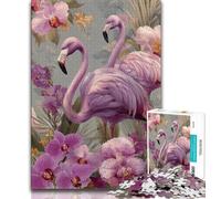 1000 Piece Jigsaw Puzzle for Adults And Teenagers Flamingo Flowers,Educational Family Game Wall Decoration Unique Birthday And Xmas Gifts 38x26cm