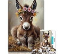 1000 Piece Jigsaw Puzzle for Adults And Teenagers Floral Donkey Adult Puzzles,Fun Games Wall Decoration Unique Birthday And Xmas Gifts (size 38x26cm)