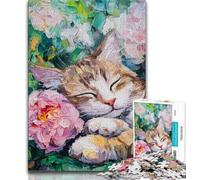 1000 Piece Jigsaw Puzzle for Adults And Teenagers Flower Cat 1000 Piece Jigsaw,Relax Games Is Ideal As A Gift for The Whole Family 26x38cm