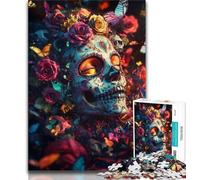 1000 Piece Jigsaw Puzzle for Adults And Teenagers Flower Skull Teenager Puzzles,Family Educational Games Home Decoration Gift (size 75x50cm)