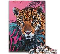 1000 Piece Jigsaw Puzzle for Adults And Teenagers Flowers And Leopards Stress Reliever Staycation Kill Time Perfect Decoration for Age 14+ 26X38CM