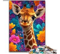 1000 Piece Jigsaw Puzzle for Adults And Teenagers Flowers Giraffe, Educational Games Home Decoration Suitable for Desktop Decoration (Size 50x75cm)