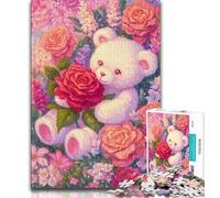 1000 Piece Jigsaw Puzzle for Adults And Teenagers Flowers Teddy Bear 1000 Piece Puzzle,Interesting Stress Reduction Parent-child Interaction (size 38x26cm)