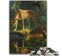 1000 Piece Jigsaw Puzzle for Adults And Teenagers Forest Jungle Deer Cheetah Puzzles for Teenagers,Brain Teaser - Birthday Gift for Men (75x50cm)
