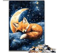 1000 Piece Jigsaw Puzzle for Adults And Teenagers Fox on The Moon, Challenging Difficult with Fully Interlocking Randomly Shaped Pieces (Size 50x75cm)