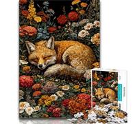 1000 Piece Jigsaw Puzzle for Adults And Teenagers Fox Sleeping in The Flowers, Analysis And Logic,is Ideal As Gifts for The Whole Family for Age 14 38x26cm