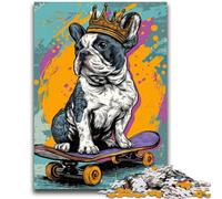 1000 Piece Jigsaw Puzzle for Adults And Teenagers French Bulldog Skateboarding Educational Stress Relief Toy Gifts for Friends And Family 50x75cm