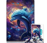1000 Piece Jigsaw Puzzle for Adults And Teenagers Galaxy Dolphin,Stress Reliever Staycation Kill Time Wishlist with Santa Claus (75x50cm)
