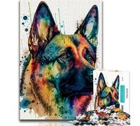 1000 Piece Jigsaw Puzzle for Adults And Teenagers German Shepherd 1000 Pieces for Adults,Staycation Kill Time with Fully Interlocking Randomly Shaped Pieces 38x26cm