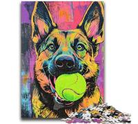 1000 Piece Jigsaw Puzzle for Adults And Teenagers German Shepherd Playing with Tennis Ball Adult Puzzles,Quiz Game Wall Decoration Unique Birthday And Xmas Gifts (38x26cm)