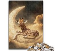 1000 Piece Jigsaw Puzzle for Adults And Teenagers Giraffe on The Moon Help The Brain Exercise Addictive Toys to Cultivate Patience Suitable for Couples 26x38cm