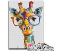 1000 Piece Jigsaw Puzzle for Adults And Teenagers Giraffe Wearing Glasses Puzzles for Teenagers,Brain Teaser - Birthday Gift for Men (26x38cm)