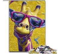 1000 Piece Jigsaw Puzzle for Adults And Teenagers Giraffe Wearing Glasses, Suitable for People Aged 14 And Above Educational Games Secret Santa Gifts (Size 26x38cm)