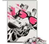 1000 Piece Jigsaw Puzzle for Adults And Teenagers Giraffe Wearing Glasses, Suitable for People Aged 14 And Above Educational Games Secret Santa Gifts (Size 26x38cm)