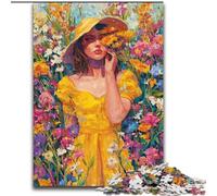 1000 Piece Jigsaw Puzzle for Adults And Teenagers Girl in Wildflowers Summer,Toys Educational Games Stress Relieving Great Gifts And Toys 38x26cm