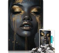 1000 Piece Jigsaw Puzzle for Adults And Teenagers Gold And Black Woman Adult Puzzles,Fun Games Wall Decoration Unique Birthday And Xmas Gifts (size 75x50cm)