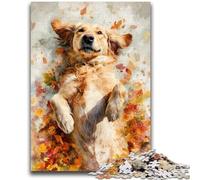 1000 Piece Jigsaw Puzzle for Adults And Teenagers Golden Retriever And Fallen Leaves Teenager Jigsaw,Birthday Gift Idea for Adults, Family Game And Hobby (50x75cm)