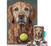 1000 Piece Jigsaw Puzzle for Adults And Teenagers Golden Retriever Playing Tennis Puzzles for Teenagers,for Educational Game Challenge Toy Birthday Present, Gifts, Wall Art (size 38x26cm)