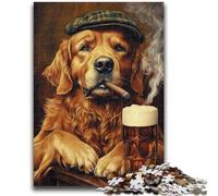 1000 Piece Jigsaw Puzzle for Adults And Teenagers Golden Retriever Smoking 1000 Pieces for Teenagers,for Challenging Toy Game And Family Play (38x26cm)