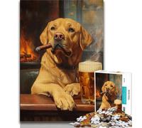 1000 Piece Jigsaw Puzzle for Adults And Teenagers Golden Retriever Smoking Adult Puzzles,Fun Games Wall Decoration Unique Birthday And Xmas Gifts (size 75x50cm)