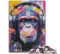 1000 Piece Jigsaw Puzzle for Adults And Teenagers Gorilla with Headphones Decompressing Intellectual Educational Toy Perfect Decoration 26x38cm