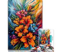 1000 Piece Jigsaw Puzzle for Adults And Teenagers Graffiti Art Gladiolus Flower,Challenging Game And Family Play with Matching Poster And Trivia Sheet (38x26cm)