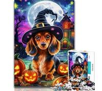 1000 Piece Jigsaw Puzzle for Adults And Teenagers Halloween Dachshund Adult Puzzles,Fun Games Wall Decoration Unique Birthday And Xmas Gifts (size 38x26cm)