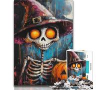 1000 Piece Jigsaw Puzzle for Adults And Teenagers Halloween Skeleton, for Educational Game Challenge Toy,Gifts Ideas for And Age 14 38x26cm