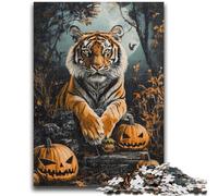 1000 Piece Jigsaw Puzzle for Adults And Teenagers Halloween Tiger Teenager Jigsaw,with Matching Poster And Trivia Sheet for And Age 14 Years Up (75x50cm)