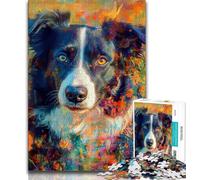 1000 Piece Jigsaw Puzzle for Adults And Teenagers Happy Border Collie 1000 Piece Jigsaw,for Educational Game Challenge Toy Deal As Gifts for The Whole Family 75x50cm