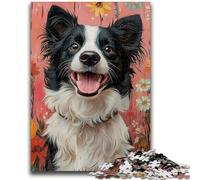 1000 Piece Jigsaw Puzzle for Adults And Teenagers Happy Border Collie 1000 Pieces for Teenagers,Quiz Game for Is Ideal As A Gift for The Whole Family (75x50cm)
