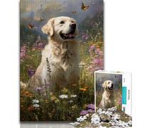 1000 Piece Jigsaw Puzzle for Adults And Teenagers Happy Golden Retriever Adult Jigsaw,Wishlist with Santa Claus for And Age 14 (size 75x50cm)