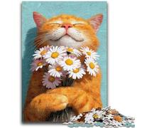 1000 Piece Jigsaw Puzzle for Adults And Teenagers Happy Orange Cat Teenager Jigsaw,with Matching Poster And Trivia Sheet for And Age 14 Years Up (75x50cm)