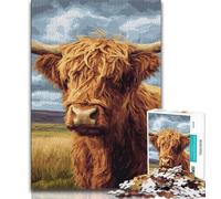 1000 Piece Jigsaw Puzzle for Adults And Teenagers Highland Cow 1000 Pieces for Adults,Staycation Kill Time with Fully Interlocking Randomly Shaped Pieces 38x26cm