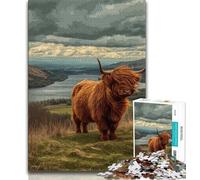 1000 Piece Jigsaw Puzzle for Adults And Teenagers Highland Cow,Family Game Stress Reliever Difficult Challenge Suitable for Couples (75x50cm)