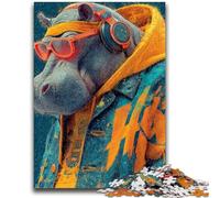 1000 Piece Jigsaw Puzzle for Adults And Teenagers Hippo Teenager Jigsaw,with Matching Poster And Trivia Sheet for And Age 14 Years Up (75x50cm)