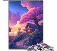 1000 Piece Jigsaw Puzzle for Adults And Teenagers House Under Cherry Blossoms, for Age 14+ Suitable for Couples Fun at Home Activities, Birthday Present,Travel Gifts (Size 50x75cm)