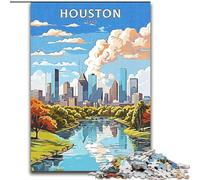1000 Piece Jigsaw Puzzle for Adults And Teenagers Houston Texas Travel,Help The Brain Exercise Addictive Toys to Cultivate Patience Perfect Decoration 38x26cm