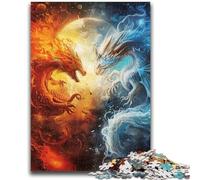 1000 Piece Jigsaw Puzzle for Adults And Teenagers Ice And Fire Dragon Help The Brain Exercise Addictive Toys to Cultivate Patience Suitable for Couples 50x75cm