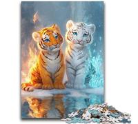 1000 Piece Jigsaw Puzzle for Adults And Teenagers Ice And Fire Tiger Puzzles for Teenagers,Brain Teaser - Birthday Gift for Men (26x38cm)