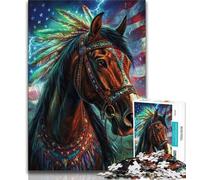 1000 Piece Jigsaw Puzzle for Adults And Teenagers Indian Horse,Family Game Stress Reliever Difficult Challenge Suitable for Couples (75x50cm)