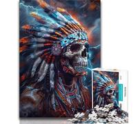 1000 Piece Jigsaw Puzzle for Adults And Teenagers Indian Skull Adult Puzzles,Fun Games Wall Decoration Unique Birthday And Xmas Gifts (size 75x50cm)