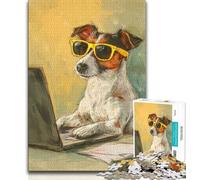 1000 Piece Jigsaw Puzzle for Adults And Teenagers Jack Russell Terrier,Charcoal Art Staycation Kill Time for Home Decoration (38x26cm)
