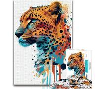 1000 Piece Jigsaw Puzzle for Adults And Teenagers Jaguar Watercolor Animal Puzzles for Teenagers,Quiz Game Wall Decoration Unique Birthday And Xmas Gifts 38x26cm