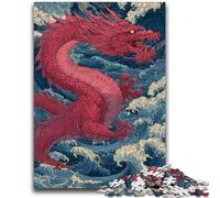 1000 Piece Jigsaw Puzzle for Adults And Teenagers Japanese Style Dragon Stress Reliever Difficult Challenge Enhance Love between Couples 50x75cm