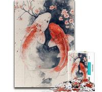 1000 Piece Jigsaw Puzzle for Adults And Teenagers Japanese Style Koi 1000 Pieces for Adults,for Challenging Toy Game And Family Play (size 75x50cm)