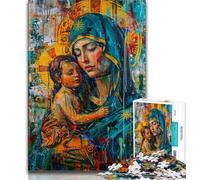 1000 Piece Jigsaw Puzzle for Adults And Teenagers Jesus Graffiti 1000 Pieces for Teenagers,Educational Games Home Decoration Suitable for Desktop Decoration (size 75x50cm)