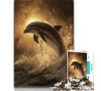 1000 Piece Jigsaw Puzzle for Adults And Teenagers Jumping Dolphins Teenager Jigsaw,Decompressing Intellectual Educational Toy Birthday Gift 26x38cm