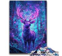 1000 Piece Jigsaw Puzzle for Adults And Teenagers Jungle Psychedelic Deer Teenager Jigsaw,with Matching Poster And Trivia Sheet for And Age 14 Years Up (75x50cm)